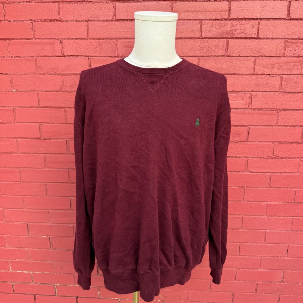 Polo by‎ Ralph Lauren Mens XXL Sweater Long Sleeve Cotton Blend Pullover Maroon